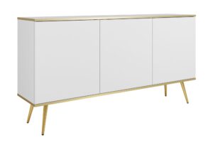 Miniaturka 3 - Komoda Teyser biała – złote nogi i listwy