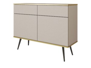 Miniaturka 3 - Komoda Teyser MDF 107 cm beżowa z czarnymi nogami – widok całej bryły