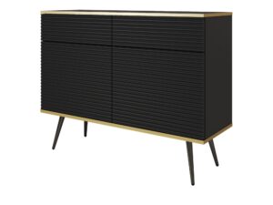 Miniaturka 5 - Komoda Teyser MDF 107 cm czarna z czarnymi nogami – widok całej bryły