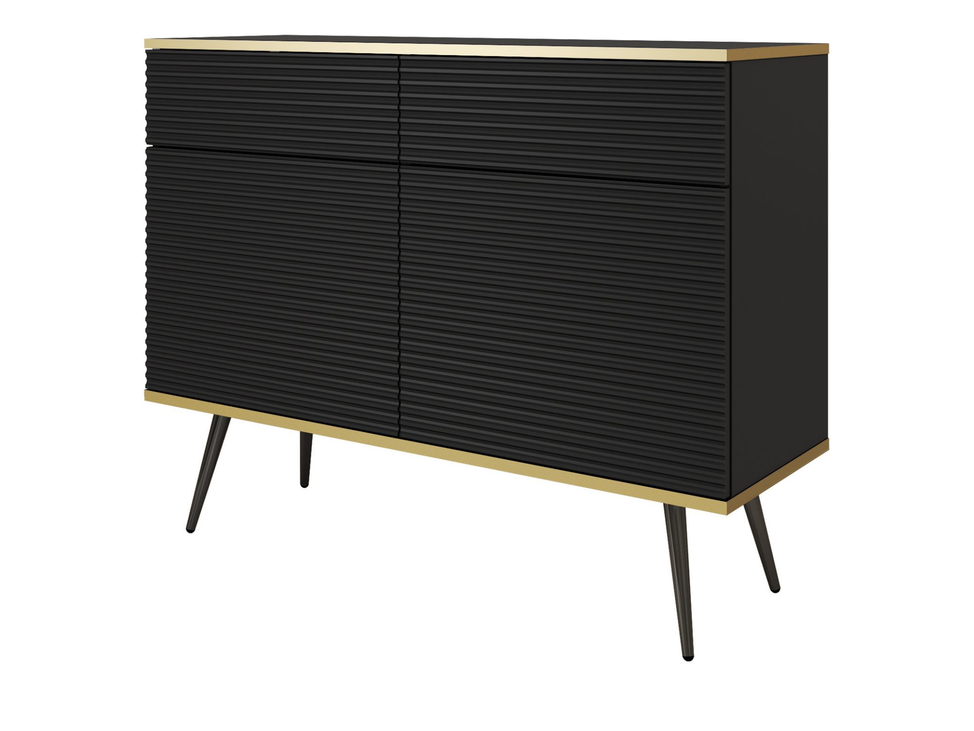 Komoda Teyser MDF 107 cm czarna z czarnymi nogami – widok całej bryły