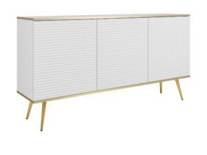 Miniaturka 1 - Komoda Teyser 160 cm biała – złote nogi, widok z przodu