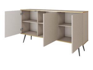 Miniaturka 7 - Komoda Teyser MDF 160 cm – otwarte wnętrze, czarne nogi
