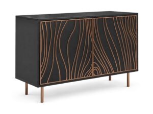 Miniaturka 6 - Komoda Tivenza 2-dzielna – korpus czarny, miedziane nóżki i uchwyty