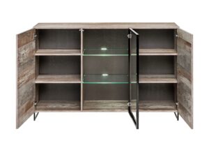 Miniaturka 1 - Komoda z witryną LED Valmoro 150 cm Canion Wood czarna – zdjęcie 2