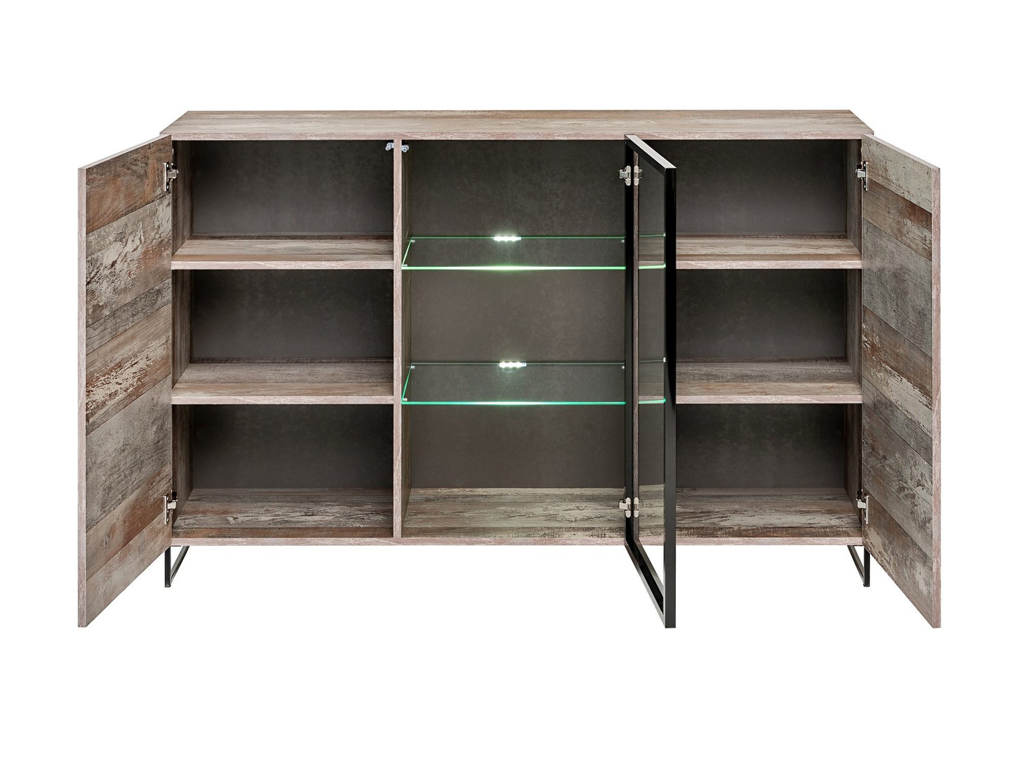 Komoda z witryną LED Valmoro 150 cm Canion Wood czarna – zdjęcie 2