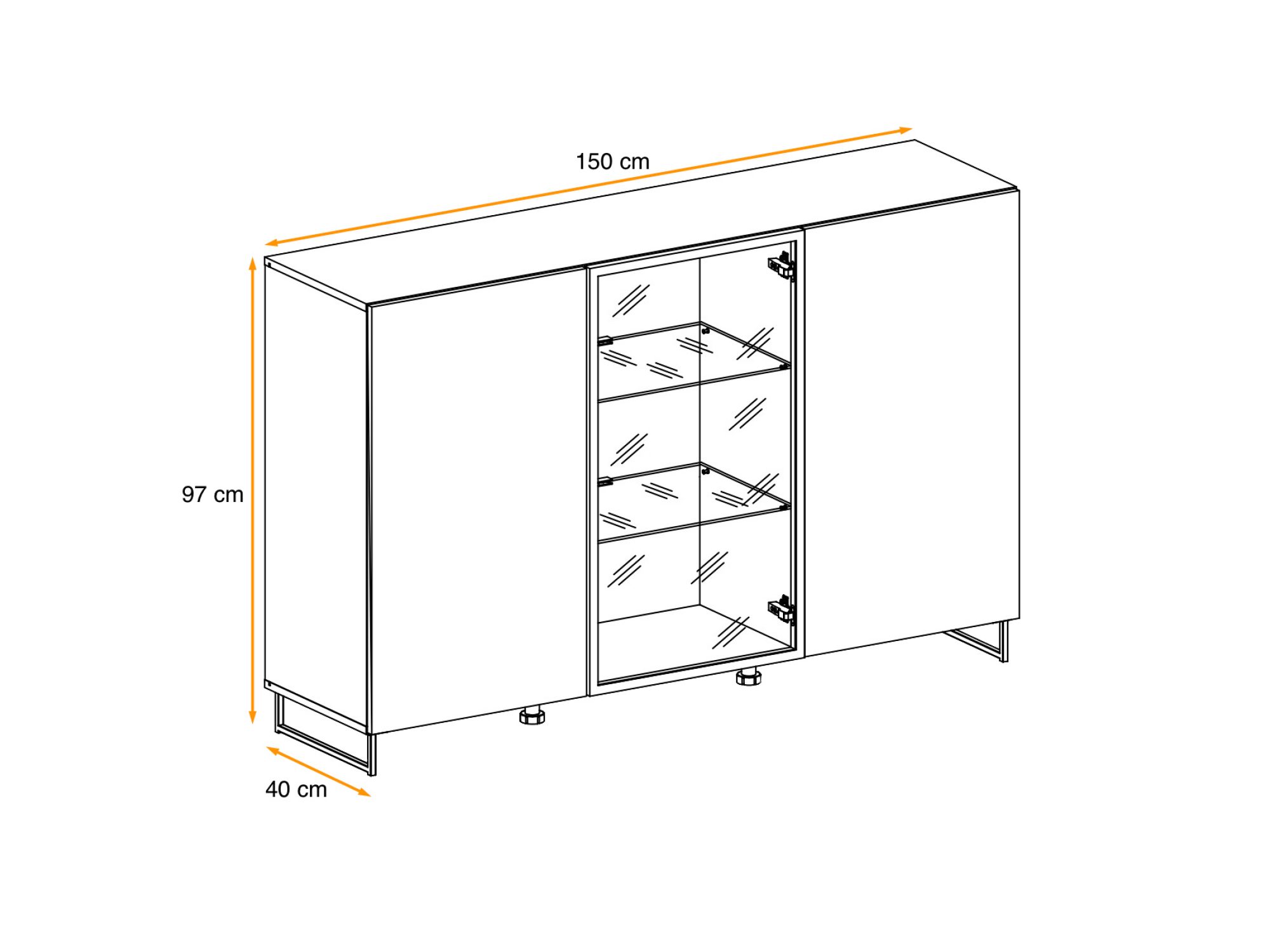 Komoda z witryną LED Valmoro 150 cm Canion Wood czarna – zdjęcie 5