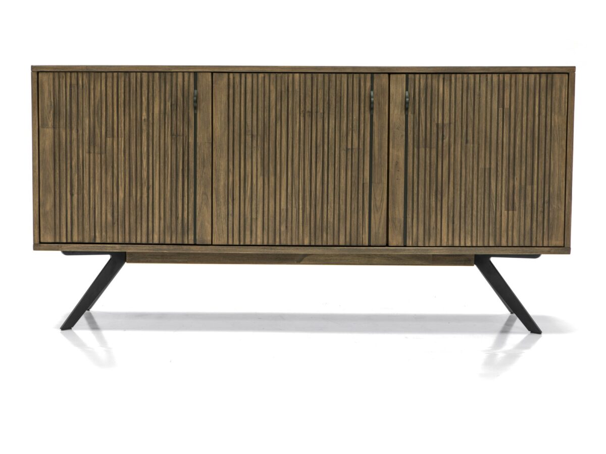 Komoda z 3 drzwiami i lamelami 160 cm brązowa – Valore