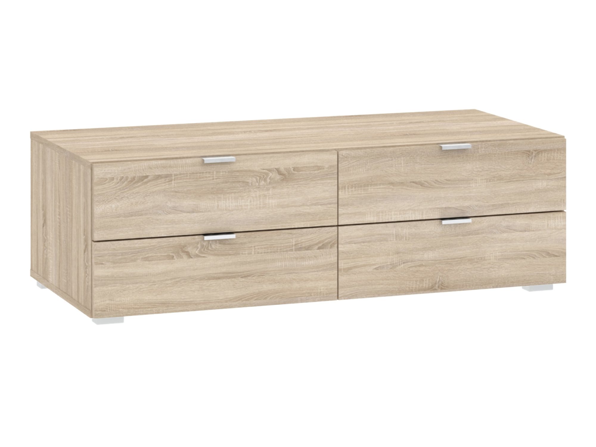 Komoda Veldaro 111 cm dąb Sonoma – cztery szuflady, ujęcie z lewej strony