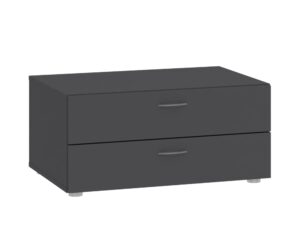Miniaturka 2 - Antracytowa komoda Veldaro 74 cm z dwiema szufladami – zamknięte fronty i lewy bok