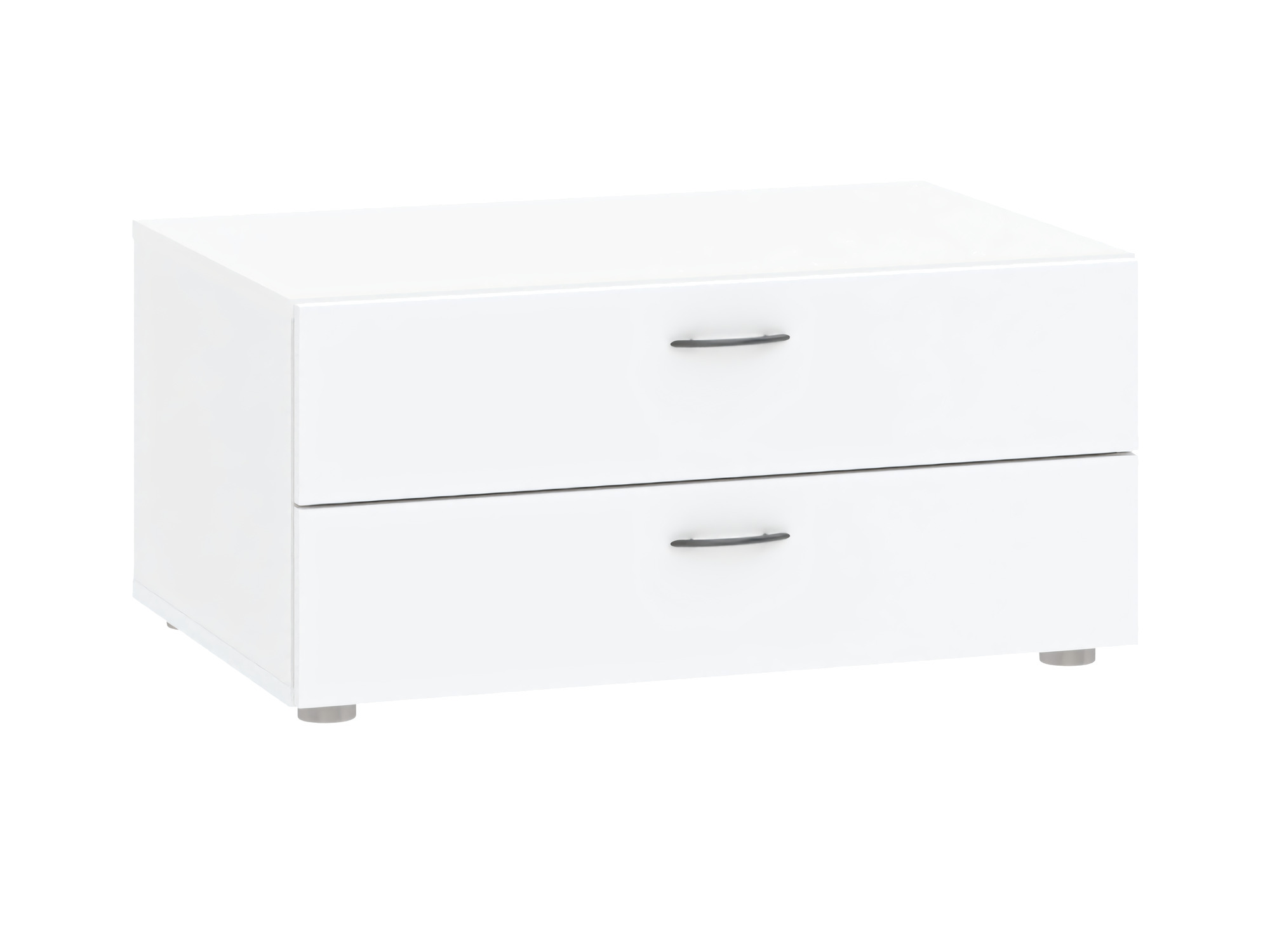 Biała komoda Veldaro 74 cm z 2 szufladami