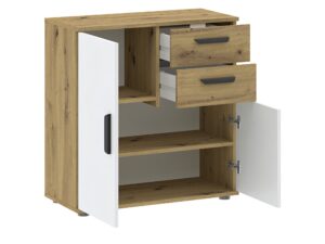 Miniaturka 1 - Otwarta komoda Veldaro Duo 71 cm dąb artisan i biały