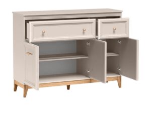 Miniaturka 2 - Komoda Velvara z otwartymi drzwiczkami i wysuniętymi szufladami