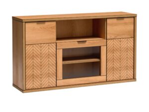 Miniaturka 7 - Komoda z witryną Lavinia 158 cm dąb karmel – wersja na cokole