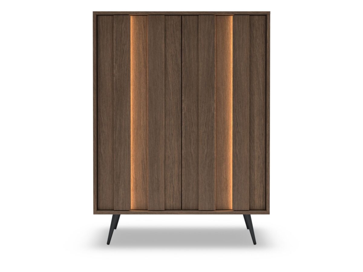 Komoda wysoka dwudrzwiowa Bervano 94 cm dąb dunin LED
