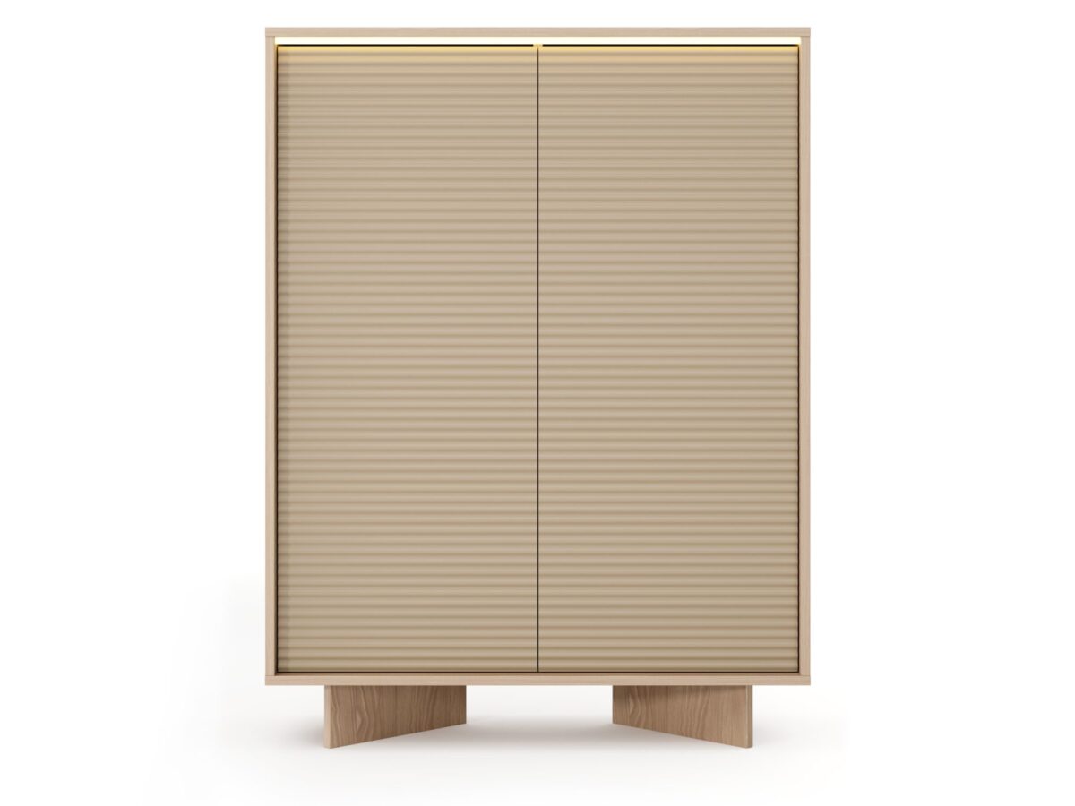 Komoda wysoka z LED Talvio 104 cm bolivar naturalny i cappuccino