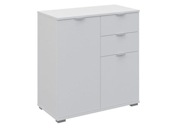 Biała komoda z 2 drzwiami i 2 szufladami Elaro 71 cm