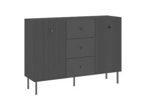 Miniaturka 1 - Antracytowa komoda Vienaro 135 cm z 2 drzwiami i 3 szufladami