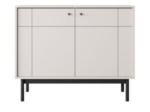 Miniaturka 9 - Komoda Kiyomi 104 cm kaszmir – dwa drzwi i czarne nogi od frontu