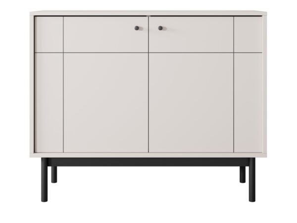 Komoda Kiyomi 104 cm kaszmir – dwa drzwi i czarne nogi od frontu