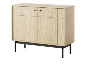 Miniaturka 4 - Komoda Kiyomi dąb Linea – ujęcie pod kątem i czarna podstawa