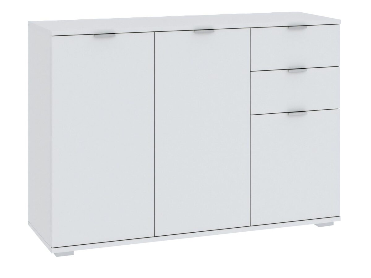 Komoda z 3 drzwiami i 2 szufladami Elaro 107 cm biała
