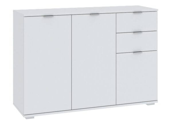 Komoda z 3 drzwiami i 2 szufladami Elaro 107 cm biała