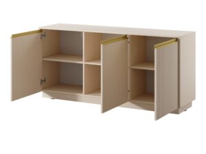 Miniaturka 3 - Komoda Regalio beż piaskowy – otwarte trzy drzwi i półki