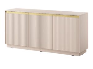 Miniaturka 2 - Komoda Regalio 154 cm beż piaskowy – trzy drzwi z ryflowaniem