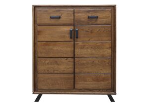 Miniaturka 1 - Ciemna komoda ALAMOS LOFT 91 cm – dwie szuflady i dwoje drzwi