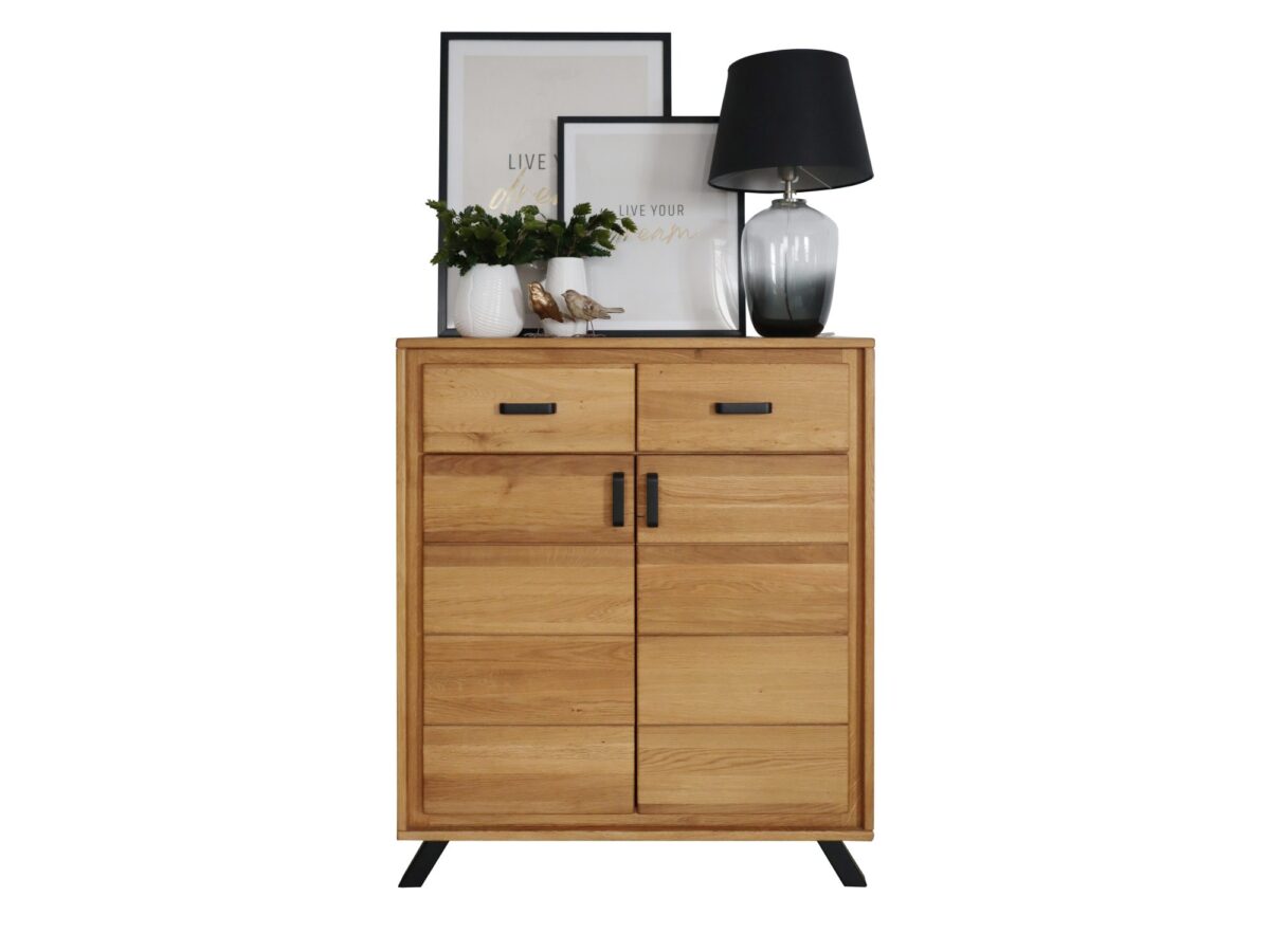 Drewniana komoda z 2 szufladami ALAMOS LOFT 91 cm