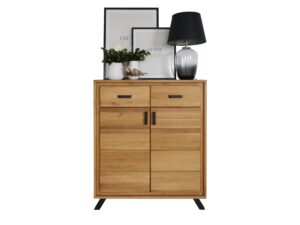 Miniaturka 4 - Komoda drewniana ALAMOS LOFT 91 cm w jasnym wybarwieniu – front z dwiema szufladami