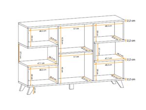 Miniaturka 4 - Wymiary – Komoda z otwartymi wnękami Bolvano 160 cm Riviera Perla Gray