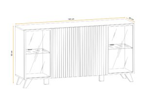Miniaturka 6 - Komoda z przeszklonymi bokami i LED Lioren 160 cm Hickory Jackson – rysunek z wymiarami