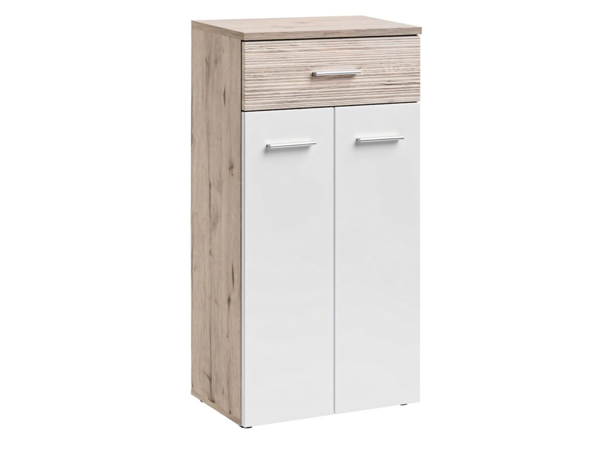 Komoda z szufladą i 2 drzwiami Melvoro 60 cm dąb Wellington biały