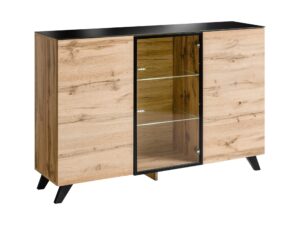 Miniaturka 4 - Komoda z witryną LED Tervano 150 cm dąb Wotan czarna