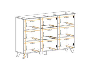 Miniaturka 2 - Wymiary – Komoda z witryną LED Tervano 150 cm dąb Wotan czarna
