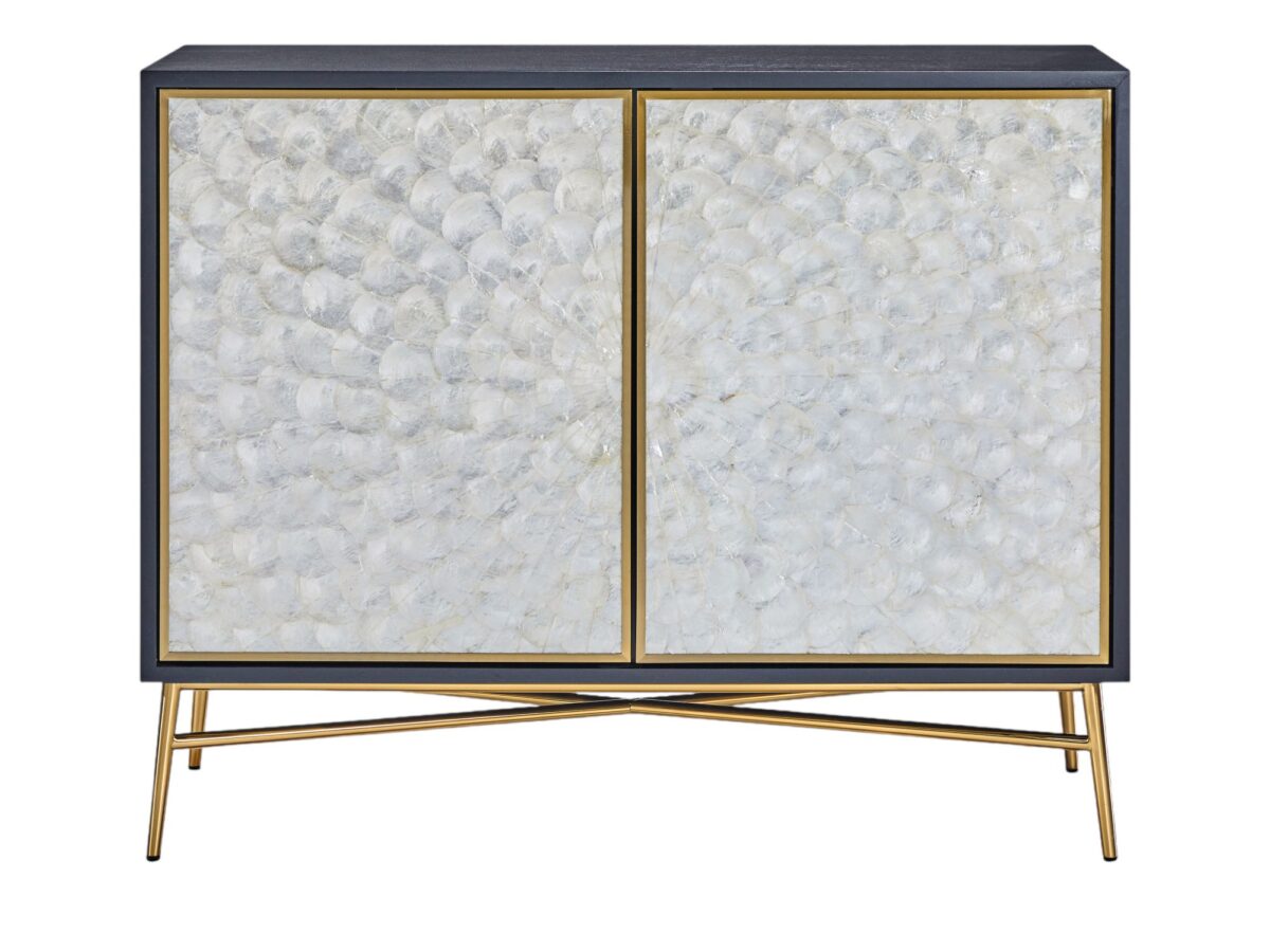Komoda grafitowa z frontami z muszli 110 cm – Eleganza