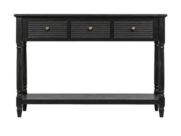 Konsola czarna 120 cm z trzema szufladami Toscana — widok produktu na białym tle