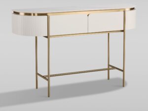 Miniaturka 3 - Konsola Eleganza z białym blatem i złotą podstawą – kąt