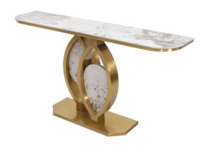 Miniaturka 1 - Konsola 160 cm z białym blatem i złotą podstawą – Virtus – zdjęcie 2