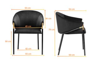 Miniaturka 1 - Krzesło welurowe Bonavero 58 cm czarne – zdjęcie 2