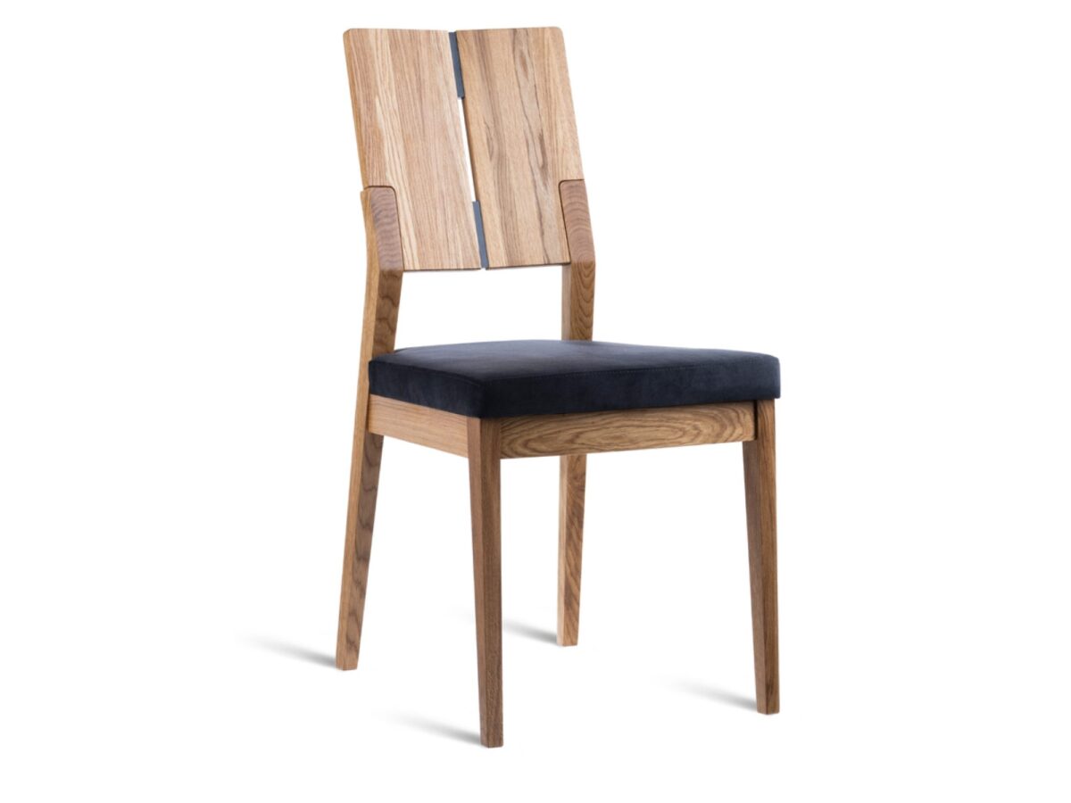 Krzesło dębowe tapicerowane Zevaro 94 cm czarne