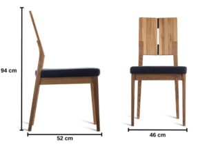 Miniaturka 3 - Krzesło dębowe tapicerowane Zevaro 94 cm czarne – zdjęcie 4