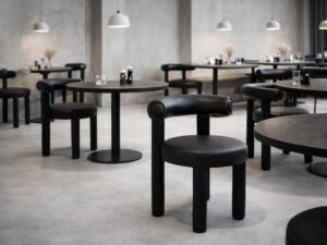 Miniaturka 8 - Krzesło Edinburgh z czarnej ekoskóry, aranzacja restauracja