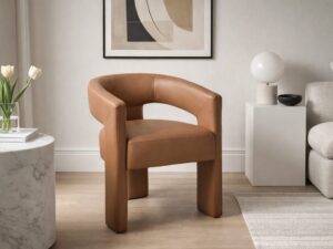 Miniaturka 3 - Krzesło tapicerowane z ekoskóry 62 cm karmelowy brąz – Edinburgh – zdjęcie 4