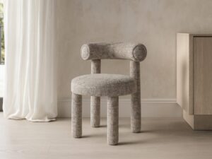 Miniaturka 5 - Krzesło Edinburgh w szaro-beżowym melanżu – aranżacja w jasnym pokoju