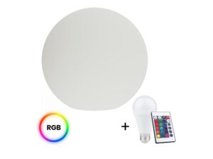 Miniaturka 1 - Biała kula ogrodowa 40 cm w zestawie z żarówką RGB 10 W i pilotem