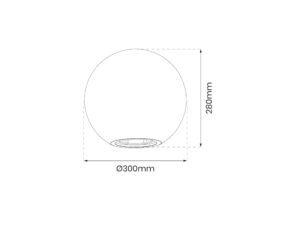 Miniaturka 5 - Rysunek kuli ogrodowej E27 o średnicy 300 mm i wysokości 280 mm