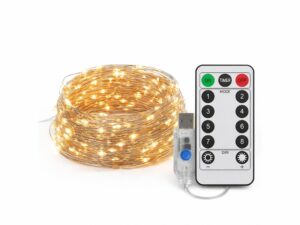 Miniaturka 10 - Kurtyna świetlna USB 300 LED z pilotem, ciepła barwa, produkt na białym tle