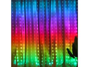 Miniaturka 3 - Kurtyna RGB z kolorowymi pionowymi liniami LED na zasłonie